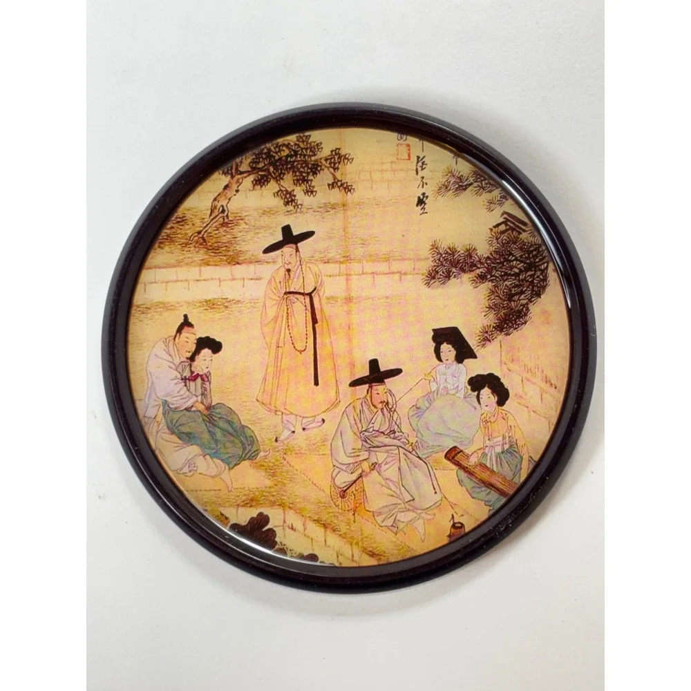 Vintage Formic Collection Korean Coasters Set 4 Shin Yoon Bok Art Cork Back Box